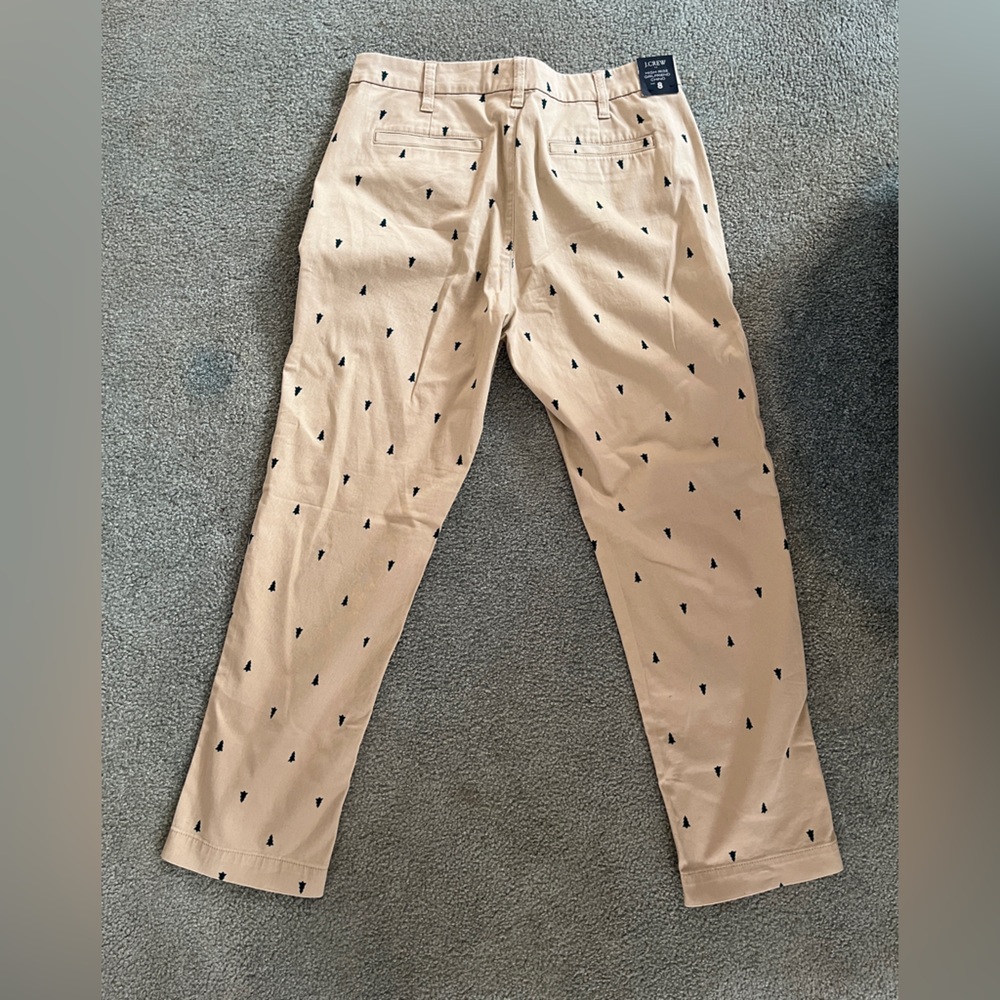J. Crew Tree Printed High-Rise Girlfriend Chino Pants size 8 Holiday Christmas - Picture 6 of 7